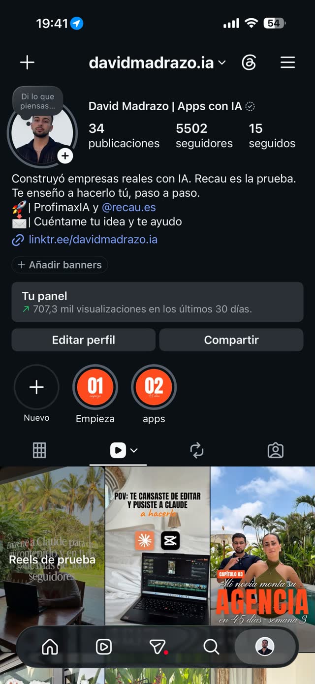 Mi perfil de Instagram con 5.502 seguidores